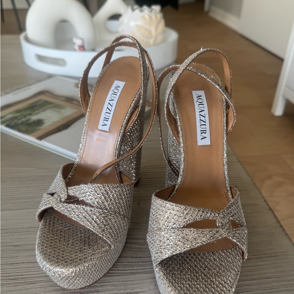 Aquazzura Metallic Heeled Sandals